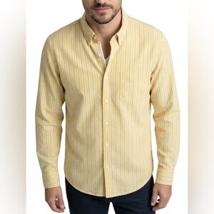 J. Crew Men’s Yellow & White Tailored Fit Striped Button-Down Shirt Size Medium